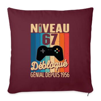 67 Ans 1956 Anniversaire Cadeau Citation Gamer - Housse de coussin décorative 45 x 45 cm - bordeaux - Devant