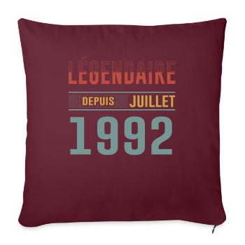 Légendaire Depuis Juillet 1992 Anniversaire Cadeau - Housse de coussin décorative 45 x 45 cm - bordeaux - Devant
