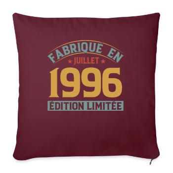 Fabriqué En Juillet 1996 Anniversaire Vintage 1996 - Housse de coussin décorative 45 x 45 cm - bordeaux - Devant