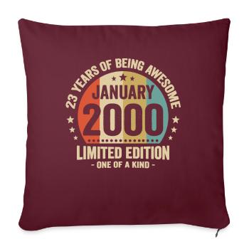 23 Ans Janvier 2000 Anniversaire Cadeau Vintage - Housse de coussin décorative 45 x 45 cm - bordeaux - Devant