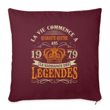 44 Ans 1979 Joyeux Anniversaire Vintage Perfection - Housse de coussin décorative 45 x 45 cm - bordeaux - Devant