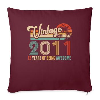 Vintage Année 2011 Anniversaire 12 Ans Idée Cadeau - Housse de coussin décorative 45 x 45 cm - bordeaux - Devant