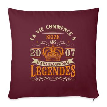 16 Ans 2007 Joyeux Anniversaire Vintage Perfection - Housse de coussin décorative 45 x 45 cm - bordeaux - Devant