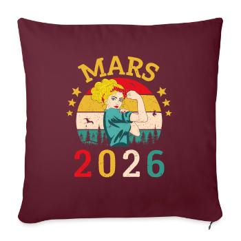 Mars 2026 Anniversaire Idée Cadeau Vintage 2026 - Housse de coussin décorative 45 x 45 cm - bordeaux - Devant