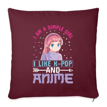 K-pop Coréen Musique Pop Cadeau Corée Musique - Housse de coussin décorative 45 x 45 cm - bordeaux - Devant