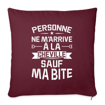Personne Ne M'arrive À La Cheville Sauf Ma Bite - Housse de coussin décorative 45 x 45 cm - bordeaux - Devant