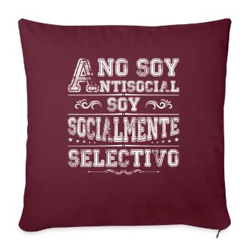 Anti Social Anti-social Cadeau Humour Anti Social - Housse de coussin décorative 45 x 45 cm - bordeaux - Devant