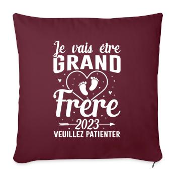 Je Vais Être Grand Frère 2023 - Housse de coussin décorative 45 x 45 cm - bordeaux - Devant