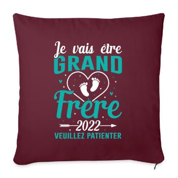 Je Vais Être Grand Frère 2022 - Housse de coussin décorative 45 x 45 cm - bordeaux - Devant
