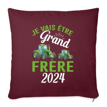 Je Vais Être Grand Frère 2024 - Housse de coussin décorative 45 x 45 cm - bordeaux - Devant