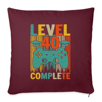 Level 40 abgeschlossen - Sofakissenbezug 45 x 45 cm - Burgunderrot - Vorne