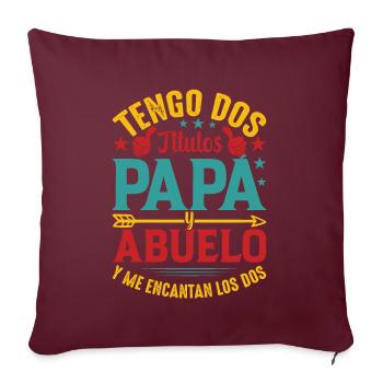 J'ai Deux Titres Papa Et Papou - Housse de coussin décorative 45 x 45 cm - bordeaux - Devant