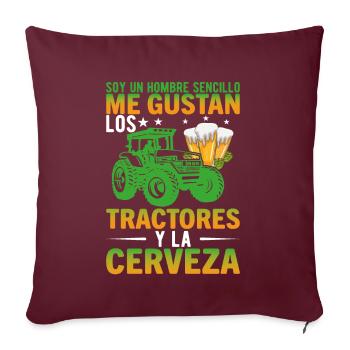 Un Mec Simple J'aime Les Tracteurs Et Les Apéros - Housse de coussin décorative 45 x 45 cm - bordeaux - Devant