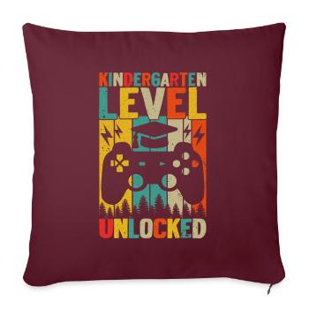 Kindergartenstufe freigeschaltet - Sofakissenbezug 45 x 45 cm - Burgunderrot - Vorne