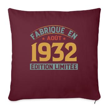 MILLÉSIME AOUT 1932 ÉDITION LIMITÉ - Housse de coussin décorative 45 x 45 cm - bordeaux - Devant
