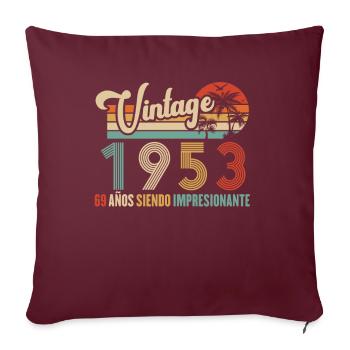 Vintage 1953 Anniversaire 69 ans D'être Awesome - Housse de coussin décorative 45 x 45 cm - bordeaux - Devant