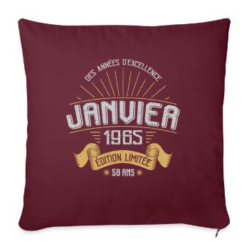 Des Années D'excellence Janvier 1965 58 Ans - Housse de coussin décorative 45 x 45 cm - bordeaux - Devant