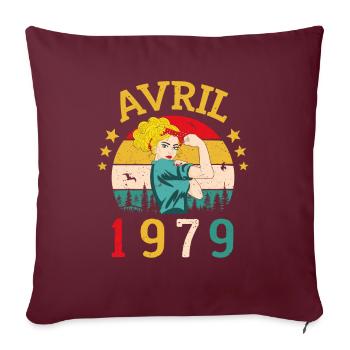Avril 1979 Anniversaire Vintage Happy Birthday - Housse de coussin décorative 45 x 45 cm - bordeaux - Devant