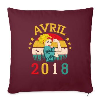 Avril 2018 Anniversaire Vintage Happy Birthday - Housse de coussin décorative 45 x 45 cm - bordeaux - Devant
