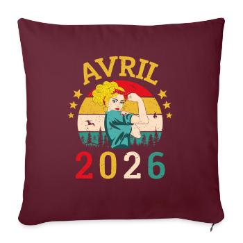 Avril 2026 Anniversaire Vintage Happy Birthday - Housse de coussin décorative 45 x 45 cm - bordeaux - Devant