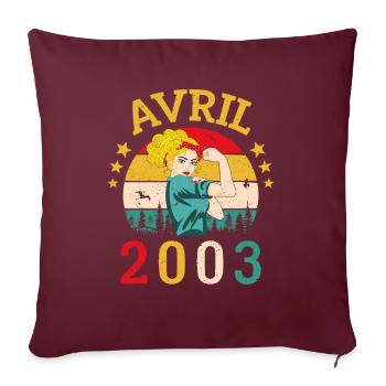 Avril 2003 Anniversaire Vintage Happy Birthday - Housse de coussin décorative 45 x 45 cm - bordeaux - Devant