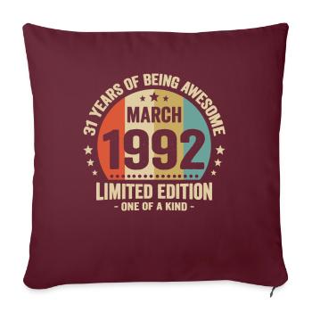 Anniversaire Vintage Idée Cadeau Mars 31 - Housse de coussin décorative 45 x 45 cm - bordeaux - Devant