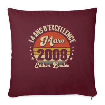 14 Ans D'excellence Mars 2008 Édition Limitée - Housse de coussin décorative 45 x 45 cm - bordeaux - Devant