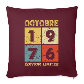 Anniversaire Vintage Idée Cadeau Octobre 1976 - Housse de coussin décorative 45 x 45 cm - bordeaux - Devant