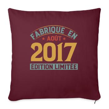 Fabriqué En Août 2017 Édition Limitée - Housse de coussin décorative 45 x 45 cm - bordeaux - Devant