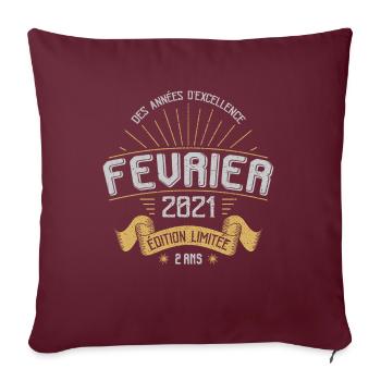 Des Années D'excellence Février 2021 2 Ans - Housse de coussin décorative 45 x 45 cm - bordeaux - Devant