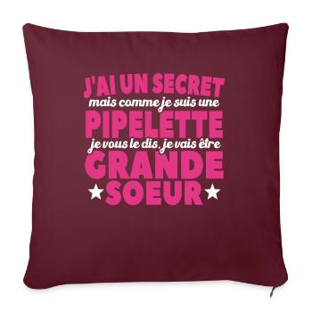 J'ai Un Secret Je Vais Être Grande Soeur - Housse de coussin décorative 45 x 45 cm - bordeaux - Devant