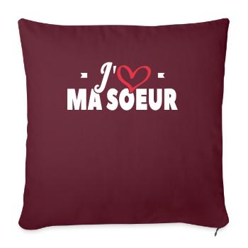 J'aime Ma Soeur - Housse de coussin décorative 45 x 45 cm - bordeaux - Devant