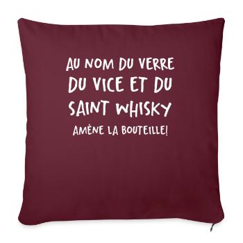 Au Nom Du Verre Du Vice Et Du Saint Whisky - Housse de coussin décorative 45 x 45 cm - bordeaux - Devant