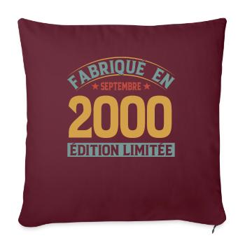 Fabriqué En Septembre 2000 Édition Limitée - Housse de coussin décorative 45 x 45 cm - bordeaux - Devant