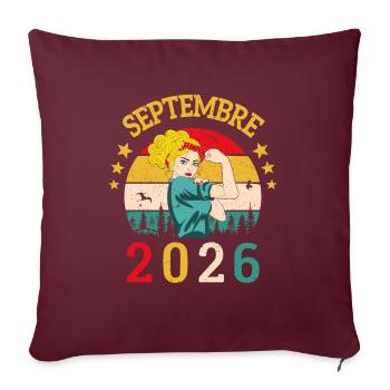 Septembre 2026 Anniversaire Vintage Idée Cadeau - Housse de coussin décorative 45 x 45 cm - bordeaux - Devant