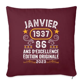 Anniversaire Vintage Idée Cadeau Janvier 1937 86 - Housse de coussin décorative 45 x 45 cm - bordeaux - Devant