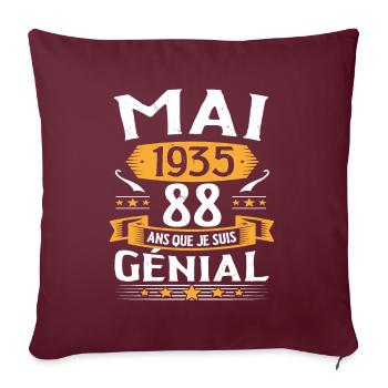 Mai 1935 88 Ans Que Je Suis Génial Anniversaire - Housse de coussin décorative 45 x 45 cm - bordeaux - Devant