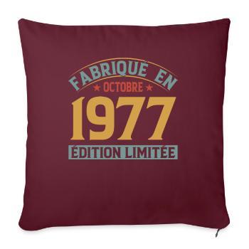 Fabriqué En Octobre 1977 Édition Limitée - Housse de coussin décorative 45 x 45 cm - bordeaux - Devant