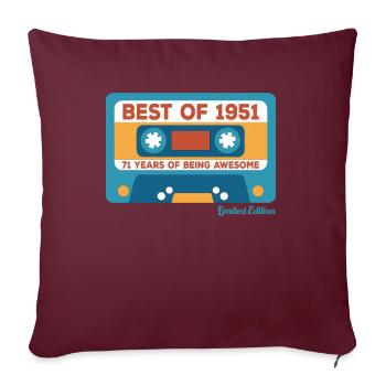 Cadeaux d'anniversaire Vintage 1951 - Housse de coussin décorative 45 x 45 cm - bordeaux - Devant