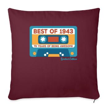 1943 Vintage Vintage Retro Geburtstagsgeschenk - Sofakissenbezug 45 x 45 cm - Burgunderrot - Vorne