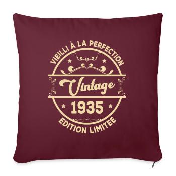 Vintage 1935 Idée Cadeau D Anniversaire Rétro 1935 - Housse de coussin décorative 45 x 45 cm - bordeaux - Devant