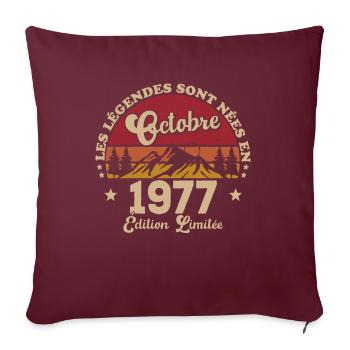Les Légendes Sont Nées En Octobre 1977 - Housse de coussin décorative 45 x 45 cm - bordeaux - Devant