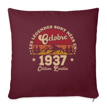 Les Légendes Sont Nées En Octobre 1937 - Housse de coussin décorative 45 x 45 cm - bordeaux - Devant
