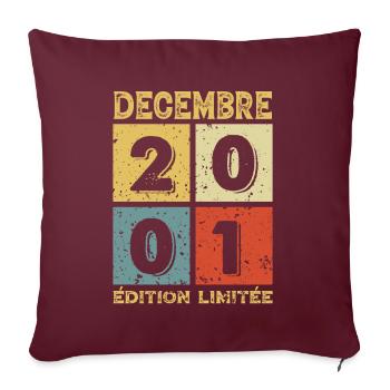 Vintage Geburtstagsgeschenkidee Dezember 2001 - Sofakissenbezug 45 x 45 cm - Burgunderrot - Vorne