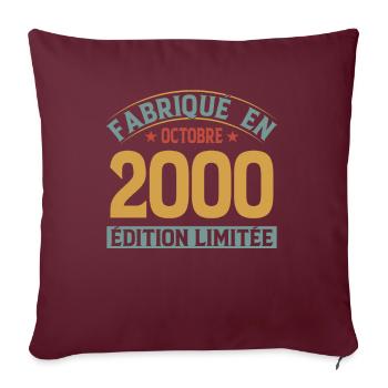 Fabriqué En Octobre 2000 Édition Limitée - Housse de coussin décorative 45 x 45 cm - bordeaux - Devant
