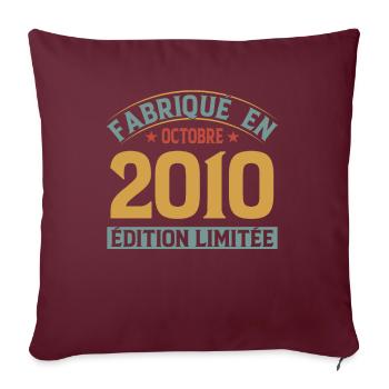Fabriqué En Octobre 2010 Édition Limitée - Housse de coussin décorative 45 x 45 cm - bordeaux - Devant