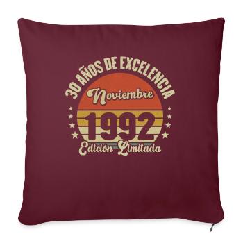 November 1992 30 Jahre Vintage Geburtstagsgeschenk - Sofakissenbezug 45 x 45 cm - Burgunderrot - Vorne