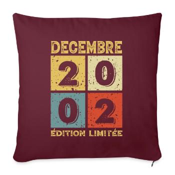 Anniversaire Vintage Idée Cadeau Décembre 2002 - Housse de coussin décorative 45 x 45 cm - bordeaux - Devant