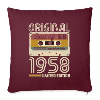 Vintage Geburtstag Original Geschenkidee 1958 - Sofakissenbezug 45 x 45 cm - Burgunderrot - Vorne