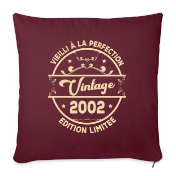 Vintage 2002 Idée Cadeau D Anniversaire Rétro 2002 - Housse de coussin décorative 45 x 45 cm - bordeaux - Devant